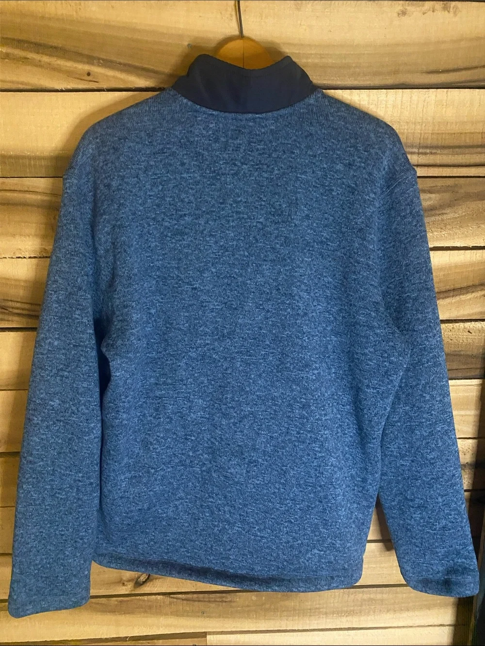 Eddie Bauer Men's Quarter-Zip Heathered Blue Pullover Sweater size large